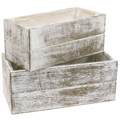 Floristik24 Planter box wood vintage cream, brown 32×16/28×13cm set of 2