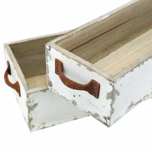 Floristik24 Planter wooden box with handles antique gray 74 × 14/66 × 11cm, set of 2