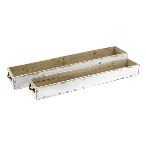 Floristik24 Planter wooden box with handles antique gray 74 × 14/66 × 11cm, set of 2