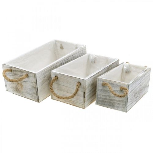 Floristik24 Flower box, wooden box for planting, cachepot, planter set L35/30/25cm