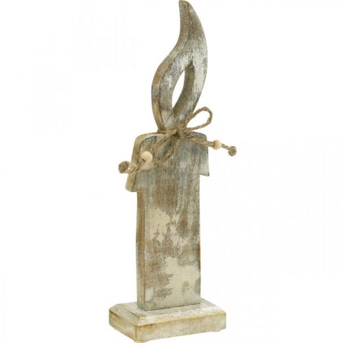 Floristik24 Wooden candle, table decoration Shabby Chic, wood decoration with glitter effect H29.5cm