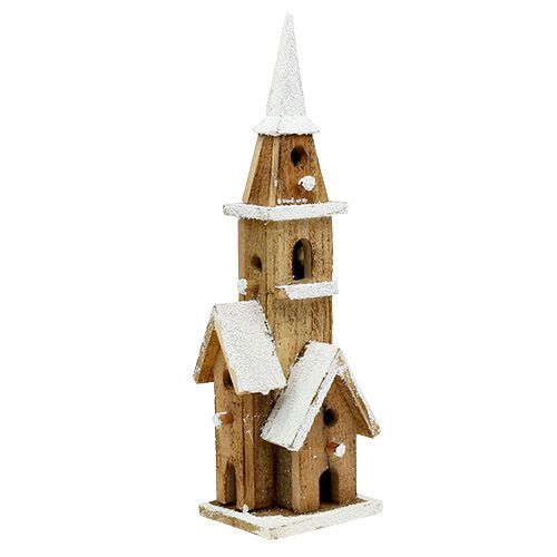 Floristik24 Wooden church with lighting 40cm