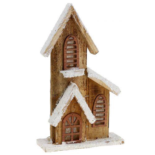Floristik24 Wooden church with LED lighting warm white 5L 16cm x 27cm