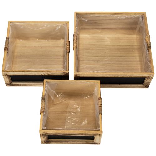 Set of 3 Wooden Crates with Chalkboard and Inserts – 30cm | Floristik24.co.uk