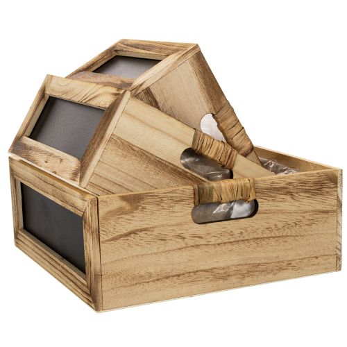 Set of 3 Wooden Crates with Chalkboard and Inserts – 30cm | Floristik24.co.uk