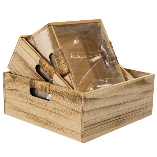 Set of 3 Wooden Crates with Chalkboard and Inserts – 30cm | Floristik24.co.uk