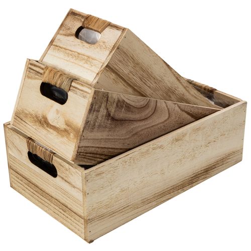 Set of 3 Wooden Crates with Blackboard Panels and Plastic Lining, 36 cm | Floristik24.co.uk