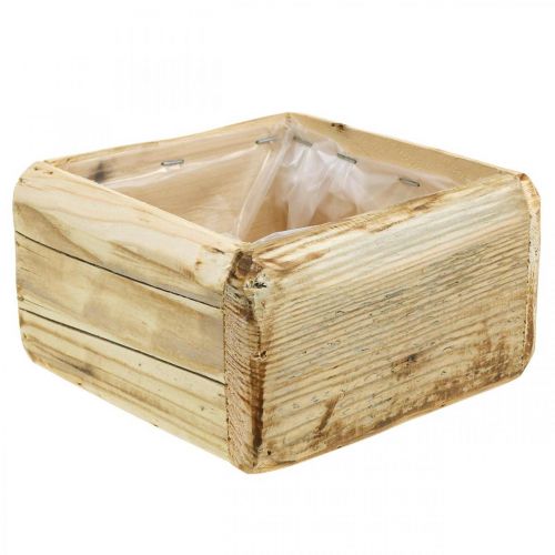 Floristik24 Plant pot plant box wooden flower pot natural 15.5×15.5cm