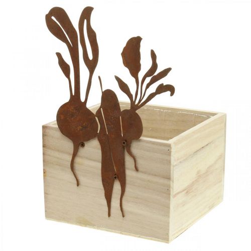 Floristik24 Plant box wood with rust decoration vegetable cachepot 17×17×12cm