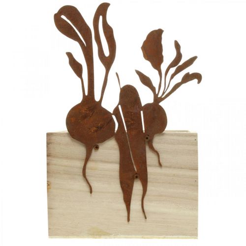 Product Plant box wood with rust decoration vegetable cachepot 17×17×12cm