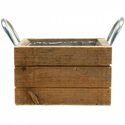 Floristik24 Plant box wooden box with handles natural 16.5×16.5cm