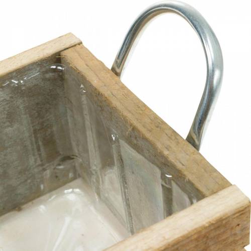 Floristik24 Plant box wooden box with handles natural 16.5×16.5cm