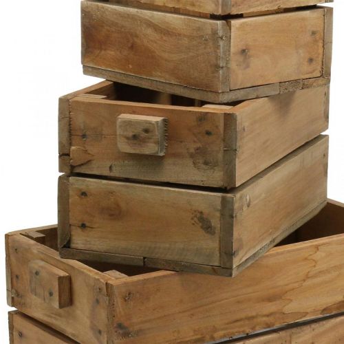 Floristik24 Wooden box, flower box, planter, planter set natural L45 / 36 / 27cm H20.5 / 18 / 17cm set of 3