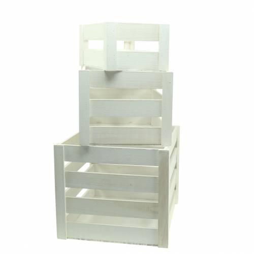 Floristik24 Wooden box white 43.5cm / 37.7cm / 31.8cm set of 3