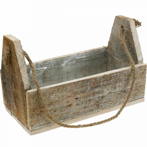 Floristik24 Wooden box for planting, tool box, plant box with handle, wood decoration 30cm