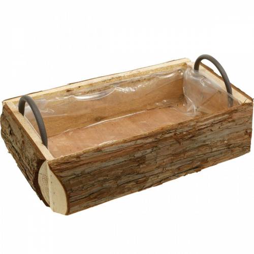 Floristik24 Wooden box for planting, plant pot with handles, flower box with bark 45.5 cm