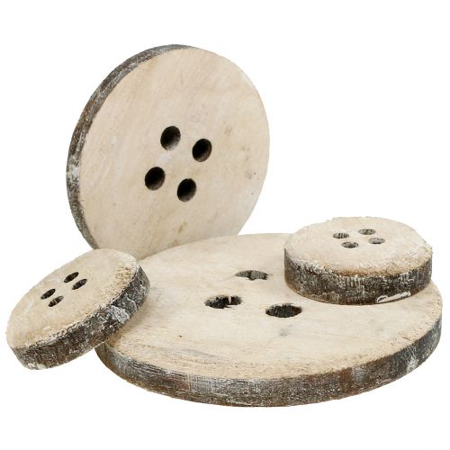 Floristik24 Deco button made of white washed wood 15pcs