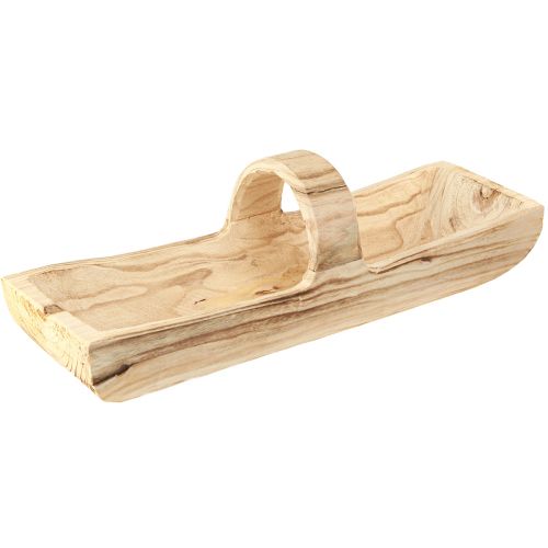 Floristik24 Wooden basket with handle Paulownia wood 56×16cm H16cm