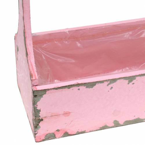 Product Plant basket tool box with jute handle pink used look 28x12x24cm 1p