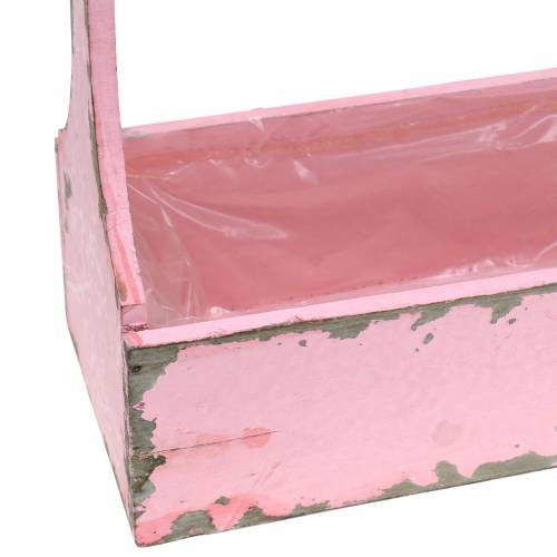 Floristik24 Plant basket tool box with jute handle pink used look 28x12x24cm 1 pc