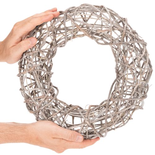 Natural White Wooden Wreath Ø30cm H9.5cm | Floristik24.co.uk