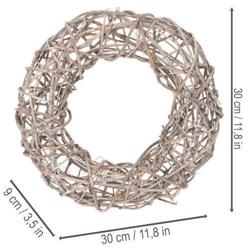 Natural White Wooden Wreath Ø30cm H9.5cm | Floristik24.co.uk
