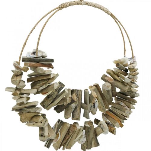 Floristik24 Maritime driftwood decoration for the wall with natural shells Ø38cm