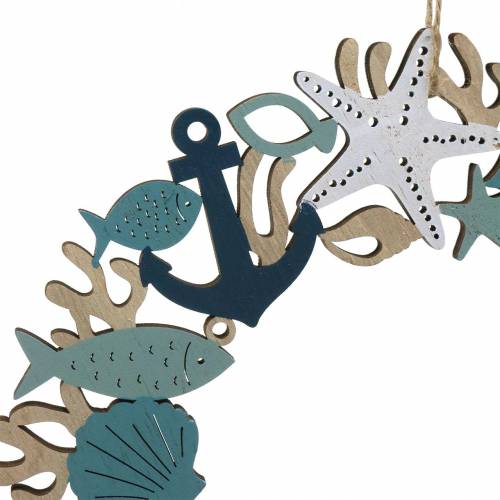 Product Maritime wooden wreath to hang 21cm