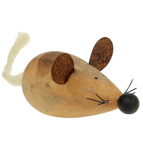 Floristik24 Wooden mouse white, nature 16cm 4pcs