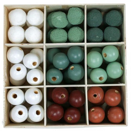 Product Wooden beads wooden balls for handicrafts sorted green Ø3cm 36pcs