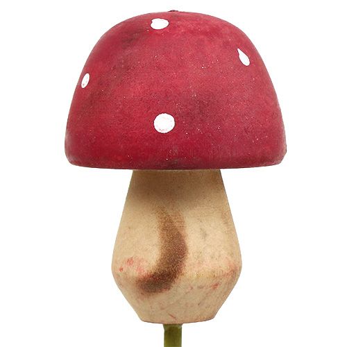 Floristik24 Wooden mushroom on the stick colorful assorted. 4cm 6pcs