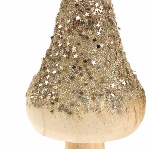 Floristik24 Wooden mushroom with glitter H17cm 2pcs