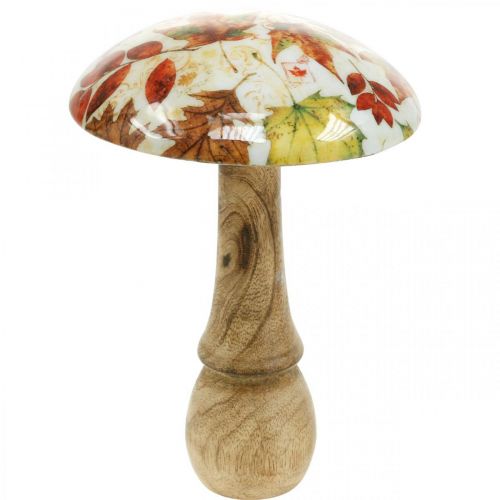 Floristik24 Wooden mushroom deco autumn leaves white, colorful autumn decoration Ø13cm H19cm