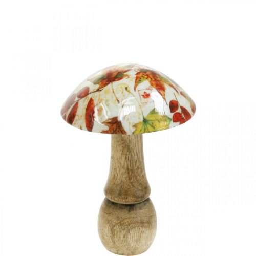Product Wooden mushroom decoration autumn leaves white, colorful mushroom table decoration Ø10cm H15cm
