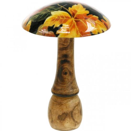 Floristik24 Wooden mushroom decoration colorful leaves autumn decoration black, colorful Ø13cm H19cm