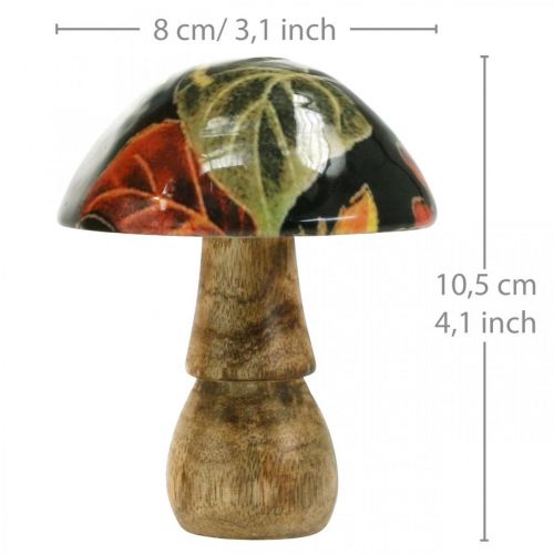 Floristik24 Wooden mushroom leaves autumn decoration mushroom mango wood black, colorful Ø8cm H10.5cm