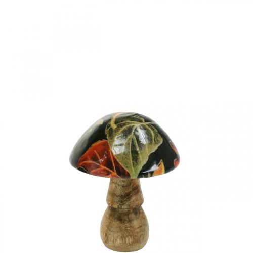 Floristik24 Wooden mushroom leaves autumn decoration mushroom mango wood black, colorful Ø8cm H10.5cm