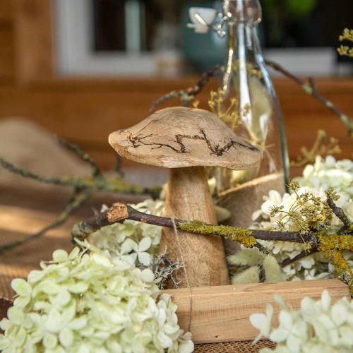 Floristik24 Wooden mushroom with pattern wooden decoration mushroom natural, golden Ø12.5cm H15cm
