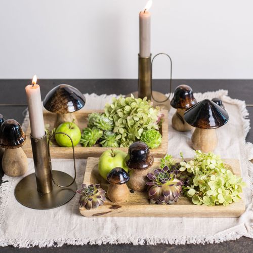 Floristik24 Wooden mushroom decoration natural brown gloss effect Ø10cm H12cm