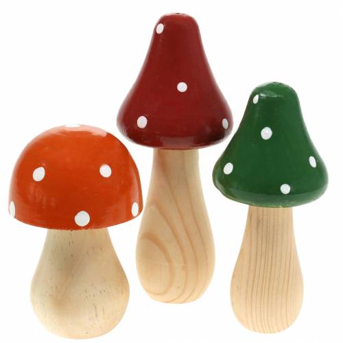 Floristik24 Decorative fly agaric set orange, green, red 10/12 / 14.8cm