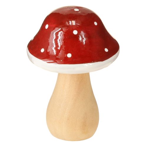 Floristik24 Wooden mushrooms, toadstools, decoration, wood, FSC, red-brown, H6.5/7 cm, 4 pieces