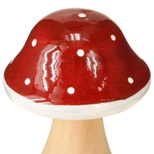 Floristik24 Wooden mushrooms, toadstools, decoration, wood, FSC, red-brown, H6.5/7 cm, 4 pieces