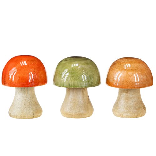 Product Wooden mushrooms autumn decoration mushrooms green red orange H6.5cm 9 pcs