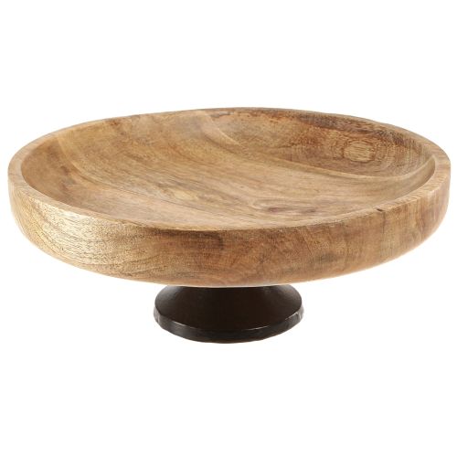 Floristik24 Wooden bowl with base decorative bowl wood natural black Ø25cm