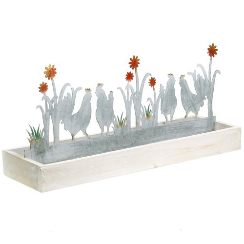 Floristik24 Wooden tray with decorative plug spring meadow 43cm