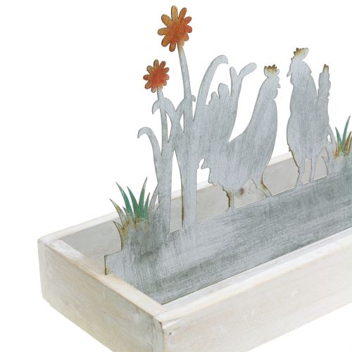 Wooden tray with deco plug Spring meadow 43cm