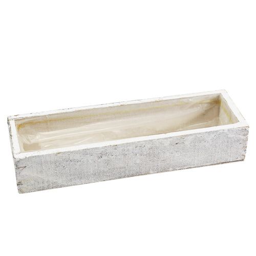 Floristik24 Wooden bowl for planting white 30cm x 9cm x 6cm