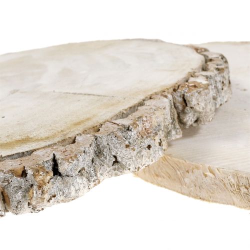 Floristik24 Wooden disc washed white 13cm - 15cm 2pcs