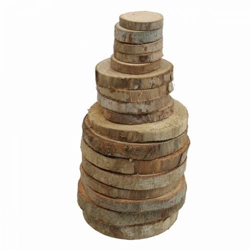 Product Wooden discs 3.5cm - 9cm natural 300g