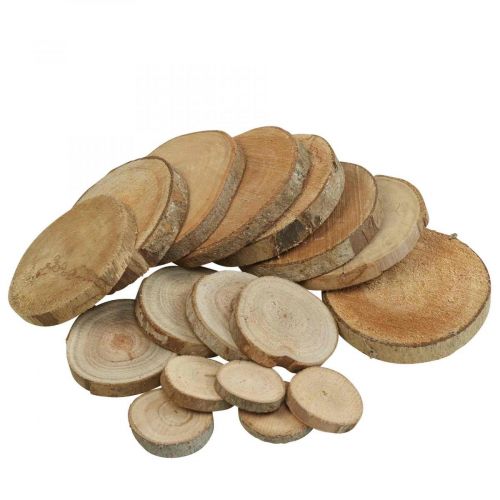 Floristik24 Wooden discs 3.5cm - 9cm natural 300g